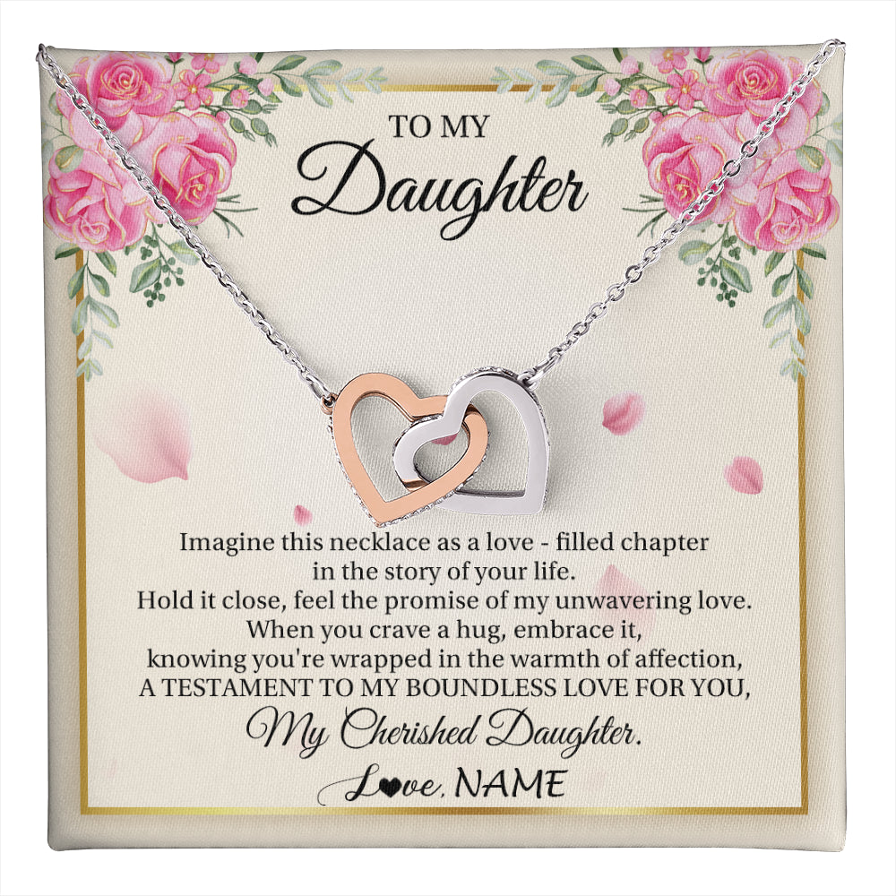 Interlocking Hearts Necklace Stainless Steel & Rose Gold Finish | 1 | Personalized To My Daughter From Mom Imagine This Necklace As A Love Daughter Birthday Jewelry Graduation Christmas Customized Gift Box Message Card | teecentury