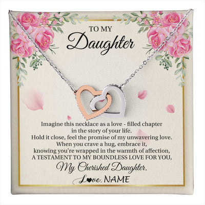 Interlocking Hearts Necklace Stainless Steel & Rose Gold Finish | 1 | Personalized To My Daughter From Mom Imagine This Necklace As A Love Daughter Birthday Jewelry Graduation Christmas Customized Gift Box Message Card | teecentury