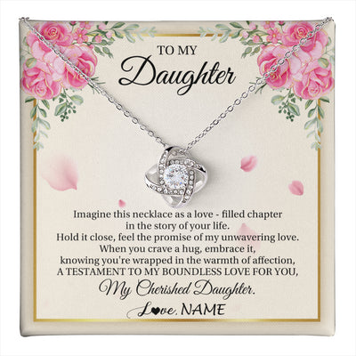 Love Knot Necklace 14K White Gold Finish | 1 | Personalized To My Daughter From Mom Imagine This Necklace As A Love Daughter Birthday Jewelry Graduation Christmas Customized Gift Box Message Card | teecentury