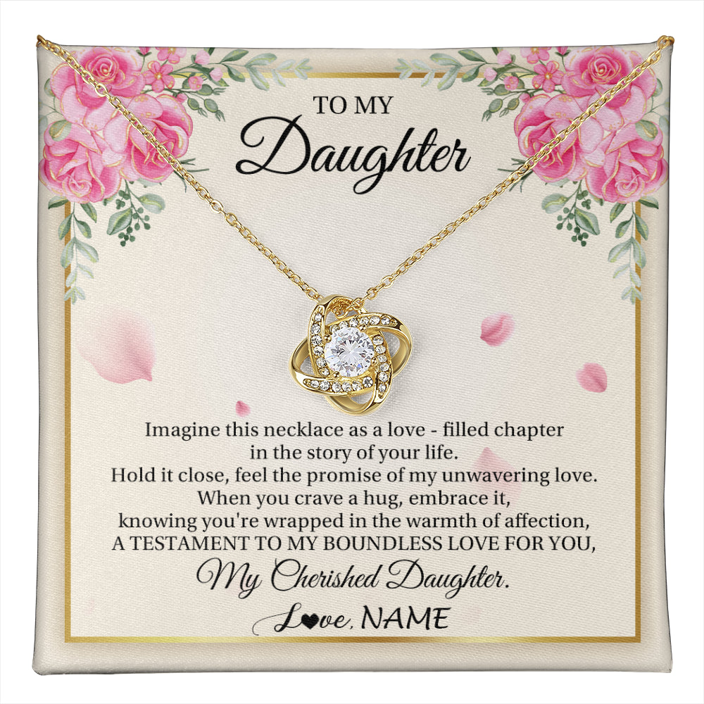 Love Knot Necklace 18K Yellow Gold Finish | 1 | Personalized To My Daughter From Mom Imagine This Necklace As A Love Daughter Birthday Jewelry Graduation Christmas Customized Gift Box Message Card | teecentury