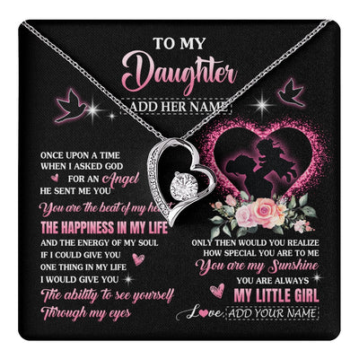 Forever Love Necklace 14K White Gold Finish | 1 | Personalized To My Daughter From Mom Mother Necklace Once Upon A Time Birthday Graduation Gifts For Daughter Gifts Christmas Customized Gift Box Message Card | teecentury.myshopify