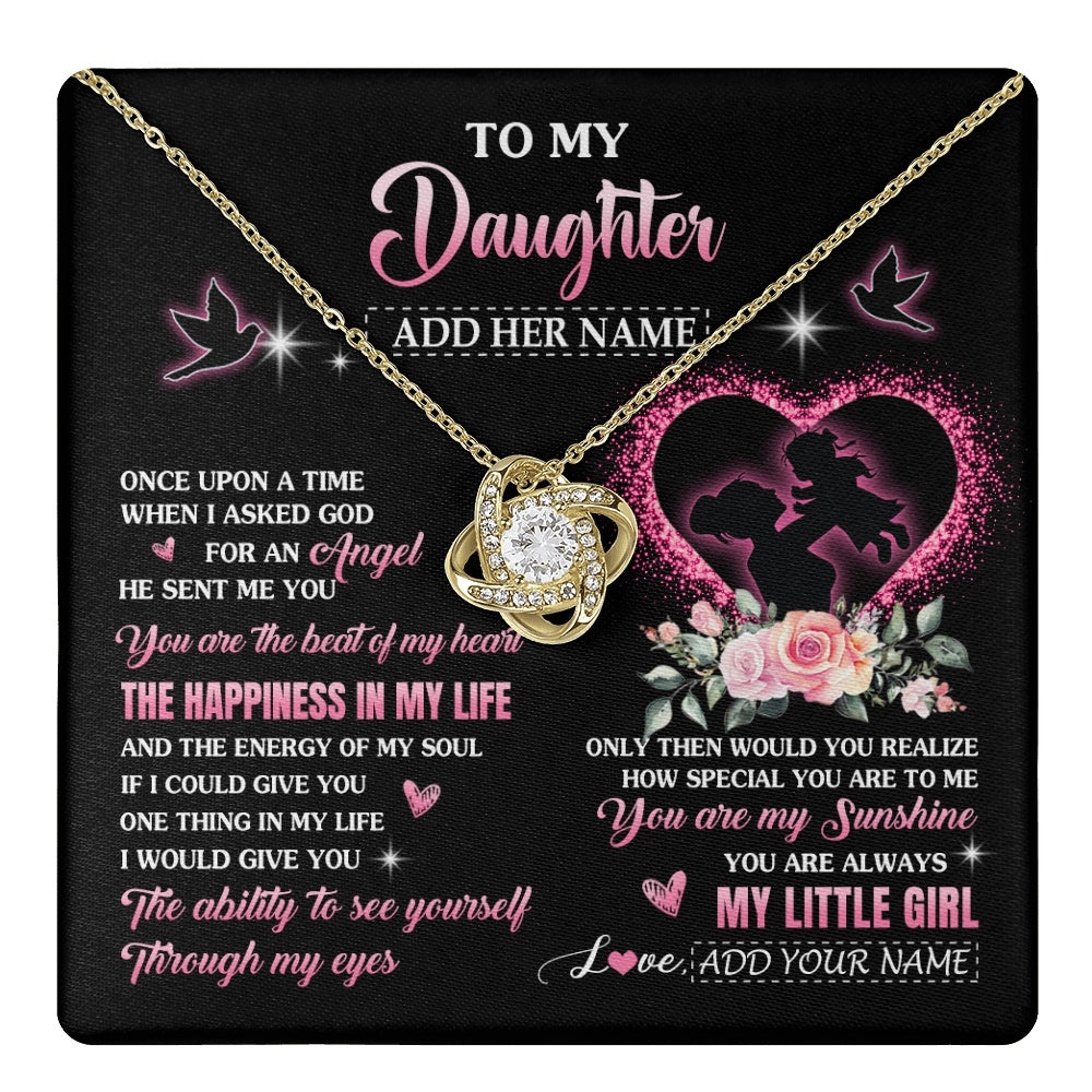 Love Knot Necklace 18K Yellow Gold Finish | 1 | Personalized To My Daughter From Mom Mother Necklace Once Upon A Time Birthday Graduation Gifts For Daughter Gifts Christmas Customized Gift Box Message Card | teecentury.myshopify