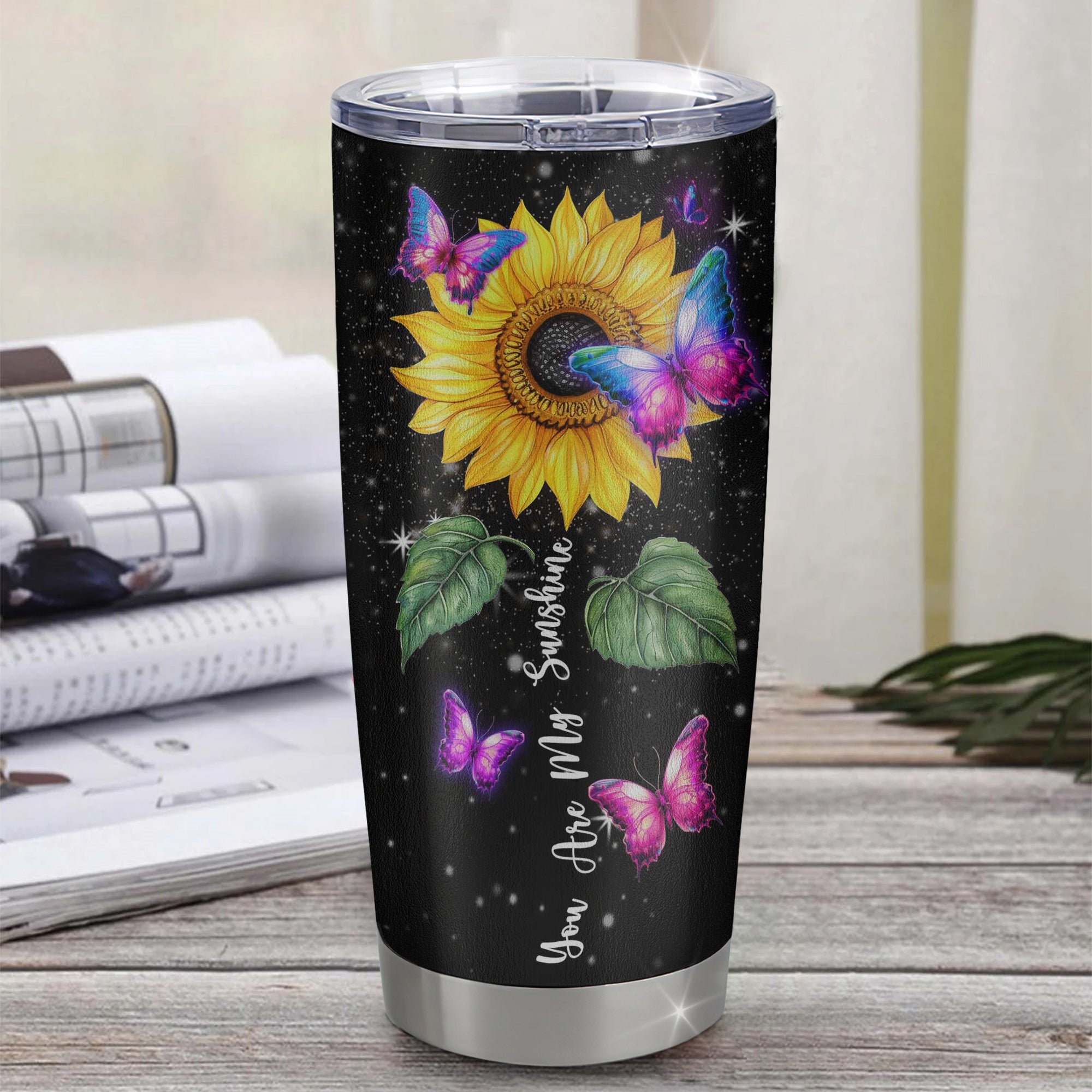 Personalized To My Daughter From Mom Mother Stainless Steel Tumbler Cup You Are My Sunshine Sunflower Butterfly Daughter Birthday Graduation Christmas Travel Mug | teecentury