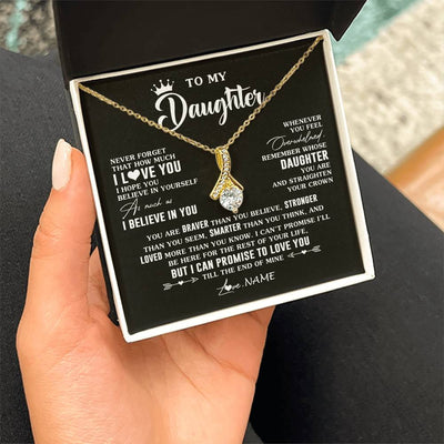 Alluring Beauty Necklace 18K Yellow Gold Finish | 2 | Personalized To My Daughter Gifs From Mom Necklace How Much I Love You Daughter Birthday Jewelry Graduation Christmas Customized Gift Box Message Card | teecentury