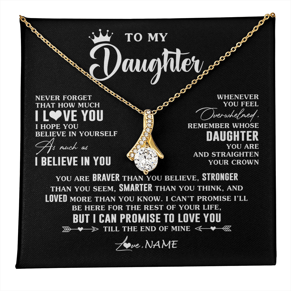 Alluring Beauty Necklace 18K Yellow Gold Finish | 1 | Personalized To My Daughter Gifs From Mom Necklace How Much I Love You Daughter Birthday Jewelry Graduation Christmas Customized Gift Box Message Card | teecentury