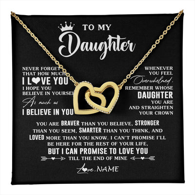 Interlocking Hearts Necklace 18K Yellow Gold Finish | 1 | Personalized To My Daughter Gifs From Mom Necklace How Much I Love You Daughter Birthday Jewelry Graduation Christmas Customized Gift Box Message Card | teecentury