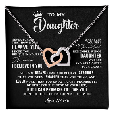 Interlocking Hearts Necklace Stainless Steel & Rose Gold Finish | 1 | Personalized To My Daughter Gifs From Mom Necklace How Much I Love You Daughter Birthday Jewelry Graduation Christmas Customized Gift Box Message Card | teecentury