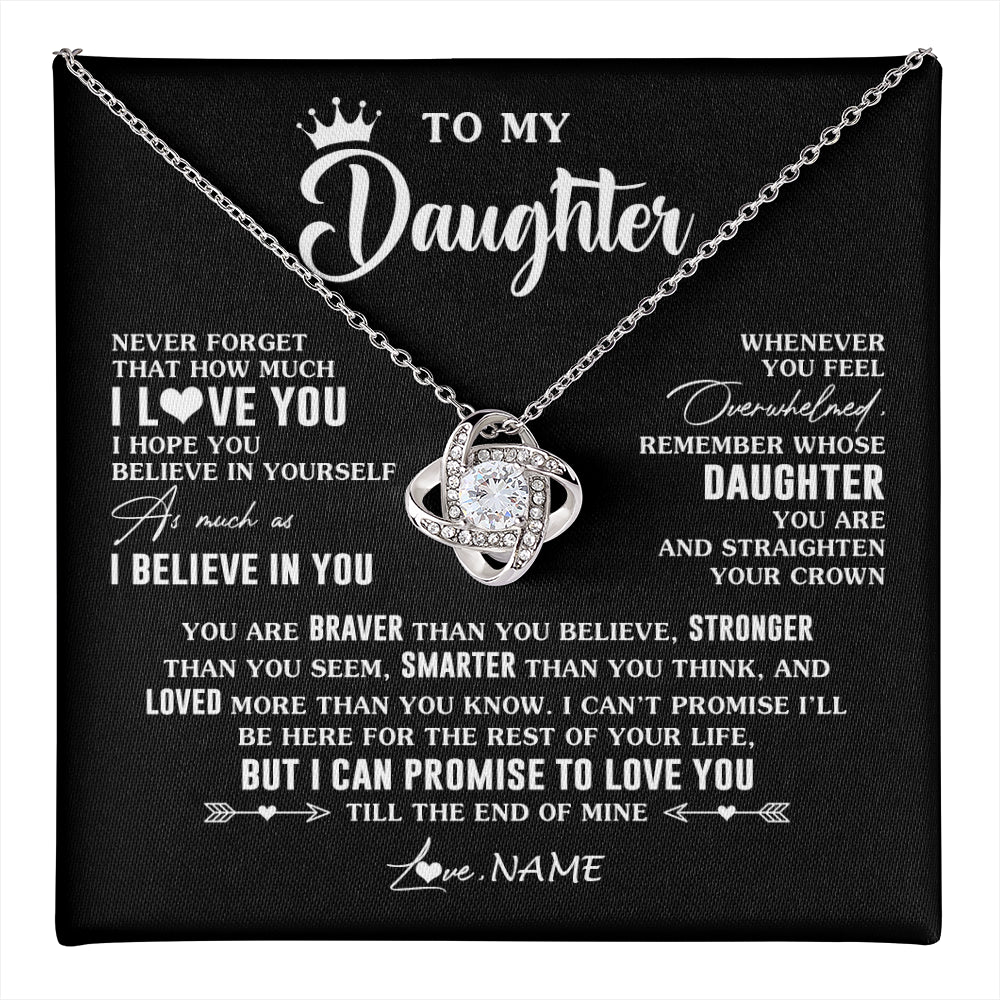 Love Knot Necklace 14K White Gold Finish | 1 | Personalized To My Daughter Gifs From Mom Necklace How Much I Love You Daughter Birthday Jewelry Graduation Christmas Customized Gift Box Message Card | teecentury