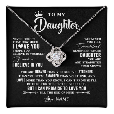 Love Knot Necklace 14K White Gold Finish | 1 | Personalized To My Daughter Gifs From Mom Necklace How Much I Love You Daughter Birthday Jewelry Graduation Christmas Customized Gift Box Message Card | teecentury