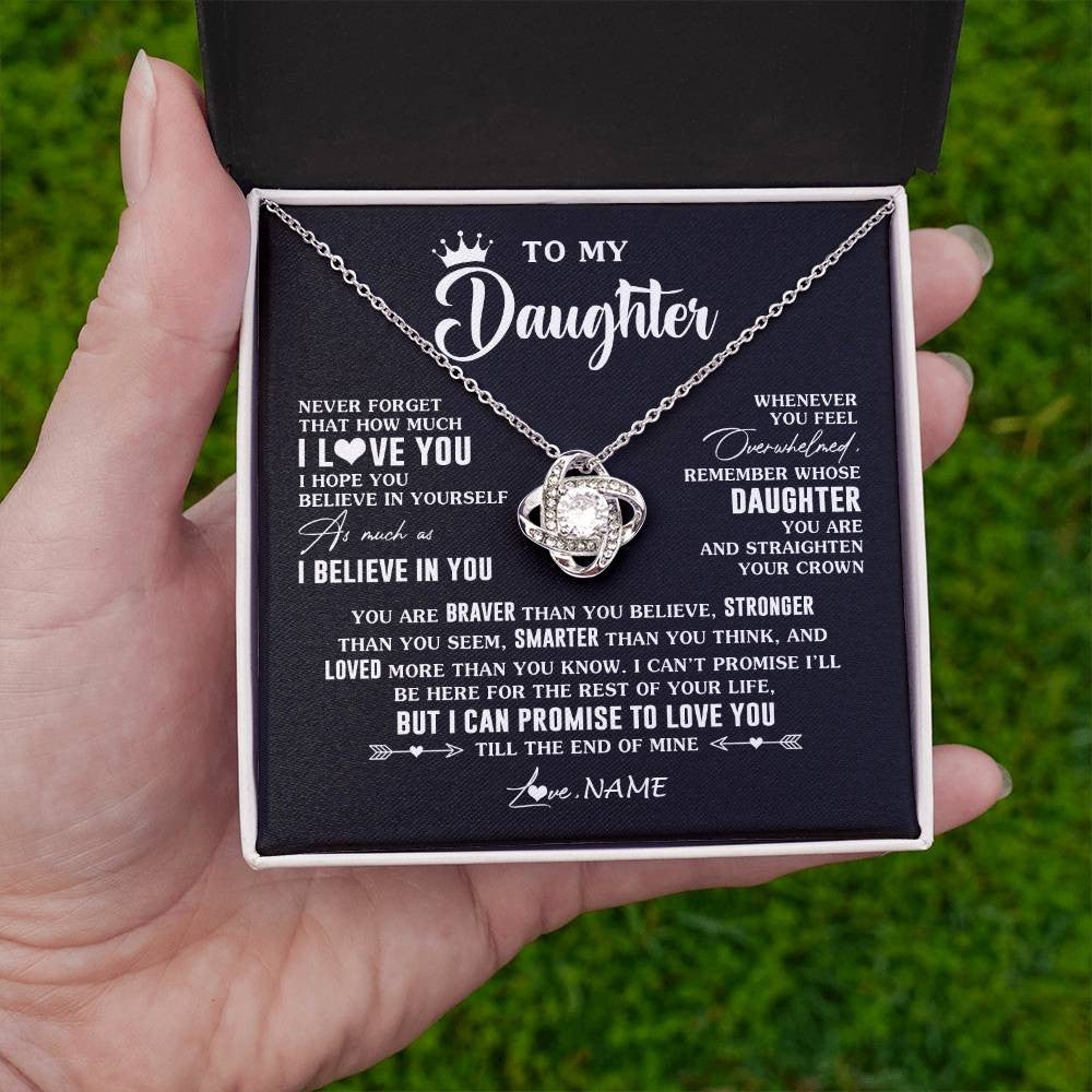 Love Knot Necklace 14K White Gold Finish | 2 | Personalized To My Daughter Gifs From Mom Necklace How Much I Love You Daughter Birthday Jewelry Graduation Christmas Customized Gift Box Message Card | teecentury