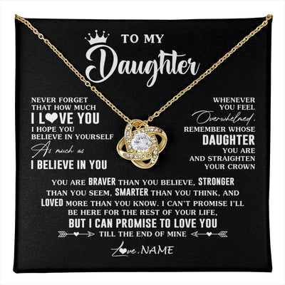 Love Knot Necklace 18K Yellow Gold Finish | 1 | Personalized To My Daughter Gifs From Mom Necklace How Much I Love You Daughter Birthday Jewelry Graduation Christmas Customized Gift Box Message Card | teecentury