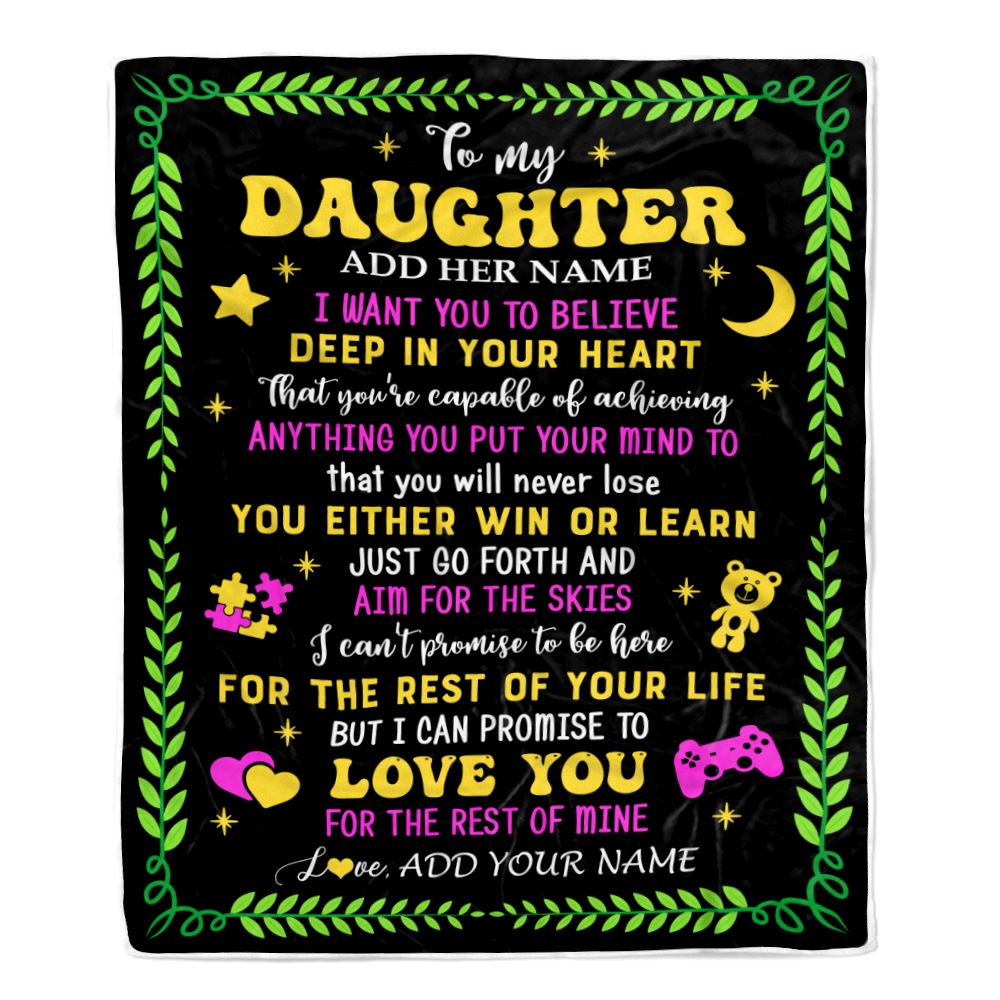Personalized To My Daughter Gift Blanket From Mom Dad Mother Letter Sleep Cute Daughter Birthday Idea Graduation Christmas Customized Fleece Throw Blanket | teecentury