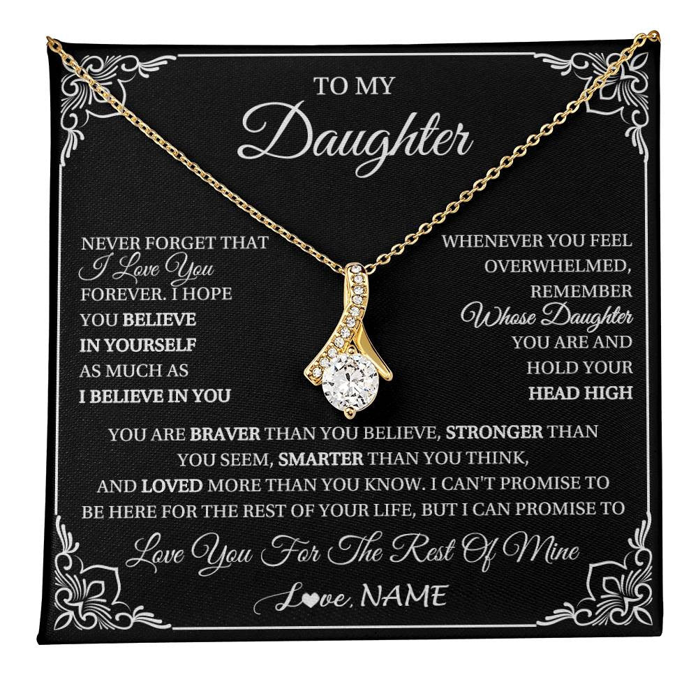 Alluring Beauty Necklace 18K Yellow Gold Finish | 1 | Personalized To My Daughter Gift From Mom Dad Necklace I Love You Believe In You Daughter Birthday Gifts Christmas Customized Gift Box Message Card | teecentury