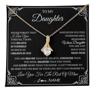 Alluring Beauty Necklace 18K Yellow Gold Finish | 1 | Personalized To My Daughter Gift From Mom Dad Necklace I Love You Believe In You Daughter Birthday Gifts Christmas Customized Gift Box Message Card | teecentury