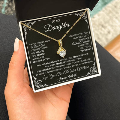 Alluring Beauty Necklace 18K Yellow Gold Finish | 2 | Personalized To My Daughter Gift From Mom Dad Necklace I Love You Believe In You Daughter Birthday Gifts Christmas Customized Gift Box Message Card | teecentury