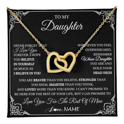 Interlocking Hearts Necklace 18K Yellow Gold Finish | 1 | Personalized To My Daughter Gift From Mom Dad Necklace I Love You Believe In You Daughter Birthday Gifts Christmas Customized Gift Box Message Card | teecentury