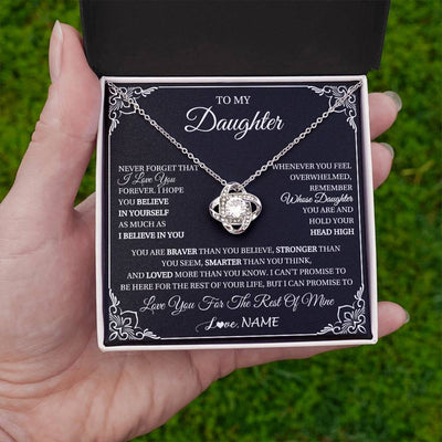Love Knot Necklace 14K White Gold Finish | 2 | Personalized To My Daughter Gift From Mom Dad Necklace I Love You Believe In You Daughter Birthday Gifts Christmas Customized Gift Box Message Card | teecentury