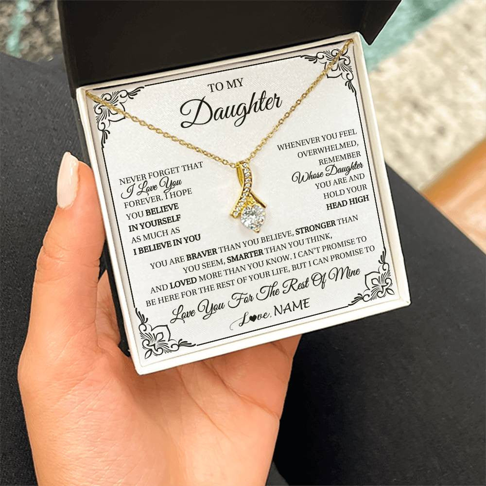 Alluring Beauty Necklace 18K Yellow Gold Finish | 2 | Personalized To My Daughter Gift Necklace From Mom Dad I Love You Believe In You Daughter Birthday Gifts Christmas Customized Gift Box Message Card | teecentury