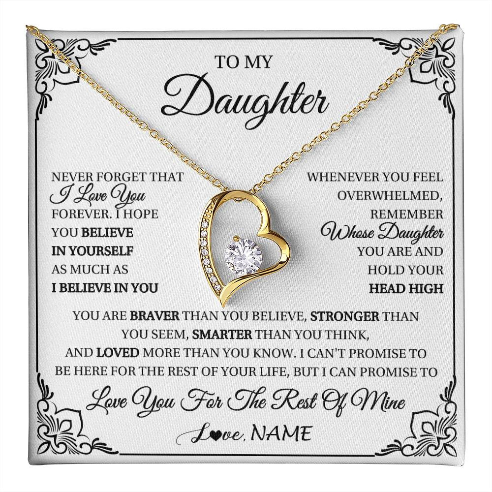 Forever Love Necklace 18K Yellow Gold Finish | 1 | Personalized To My Daughter Gift Necklace From Mom Dad I Love You Believe In You Daughter Birthday Gifts Christmas Customized Gift Box Message Card | teecentury