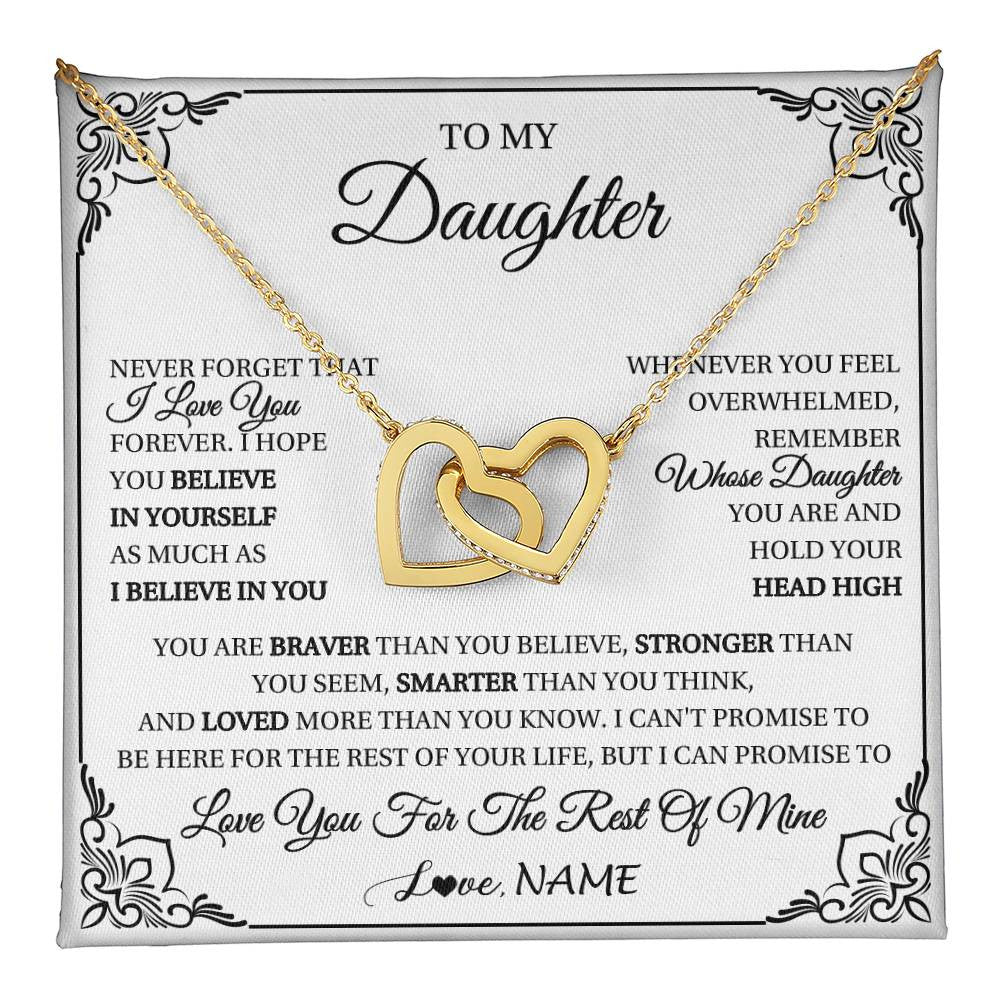 Interlocking Hearts Necklace 18K Yellow Gold Finish | 1 | Personalized To My Daughter Gift Necklace From Mom Dad I Love You Believe In You Daughter Birthday Gifts Christmas Customized Gift Box Message Card | teecentury