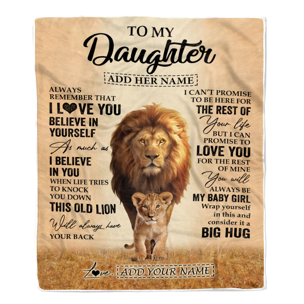 Personalized To My Daughter Gifts Blanket From Dad Father Always Remember Lion Gifts For Daughter Birthday Graduation Christmas Custom Fleece Throw Blanket | teecentury