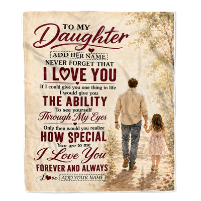 Personalized To My Daughter Gifts Blanket From Dad Father Daughter Holding Hands Letter Birthday Gift Graduation Christmas Customized Bed Fleece Throw Blanket | teecentury