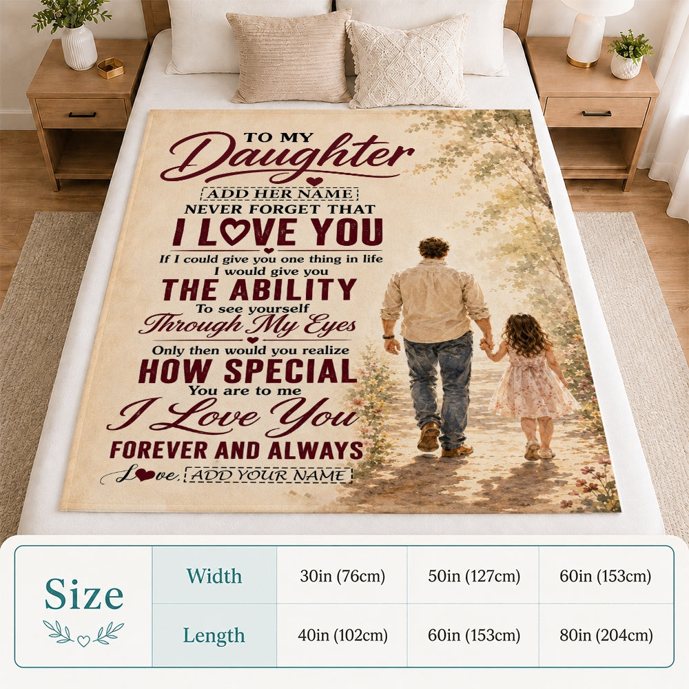 Personalized To My Daughter Gifts Blanket From Dad Father Daughter Holding Hands Letter Birthday Gift Graduation Christmas Customized Bed Fleece Throw Blanket | teecentury