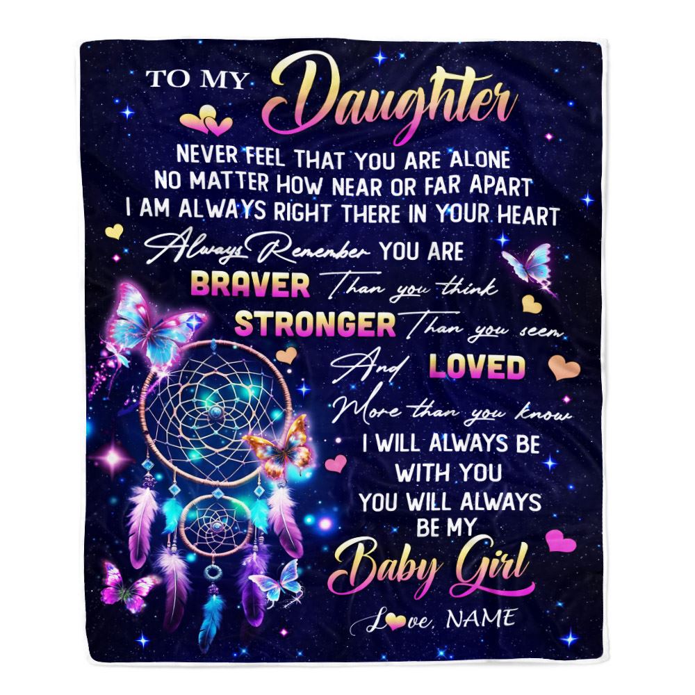 Personalized To My Daughter Gifts Blanket From Mom Dad Dream Catcher Butterfly Girl Daughter Birthday Gifts Graduation Christmas Customized Fleece Blanket | teecentury