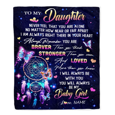 Personalized To My Daughter Gifts Blanket From Mom Dad Dream Catcher Butterfly Girl Daughter Birthday Gifts Graduation Christmas Customized Fleece Blanket | teecentury