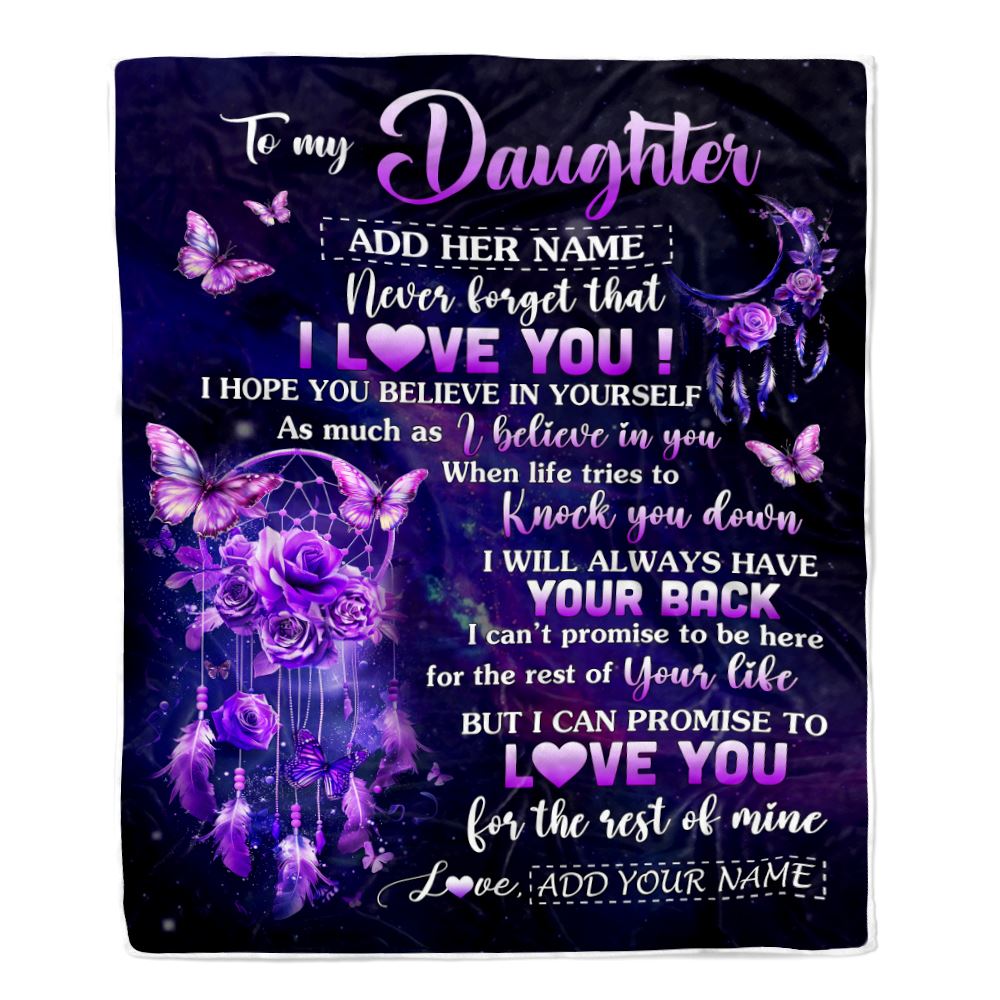 Personalized To My Daughter Gifts Blanket From Mom Dad Floral Butterfly Love You Daughter Birthday Gifts Graduation Christmas Customized Fleece Blanket | teecentury