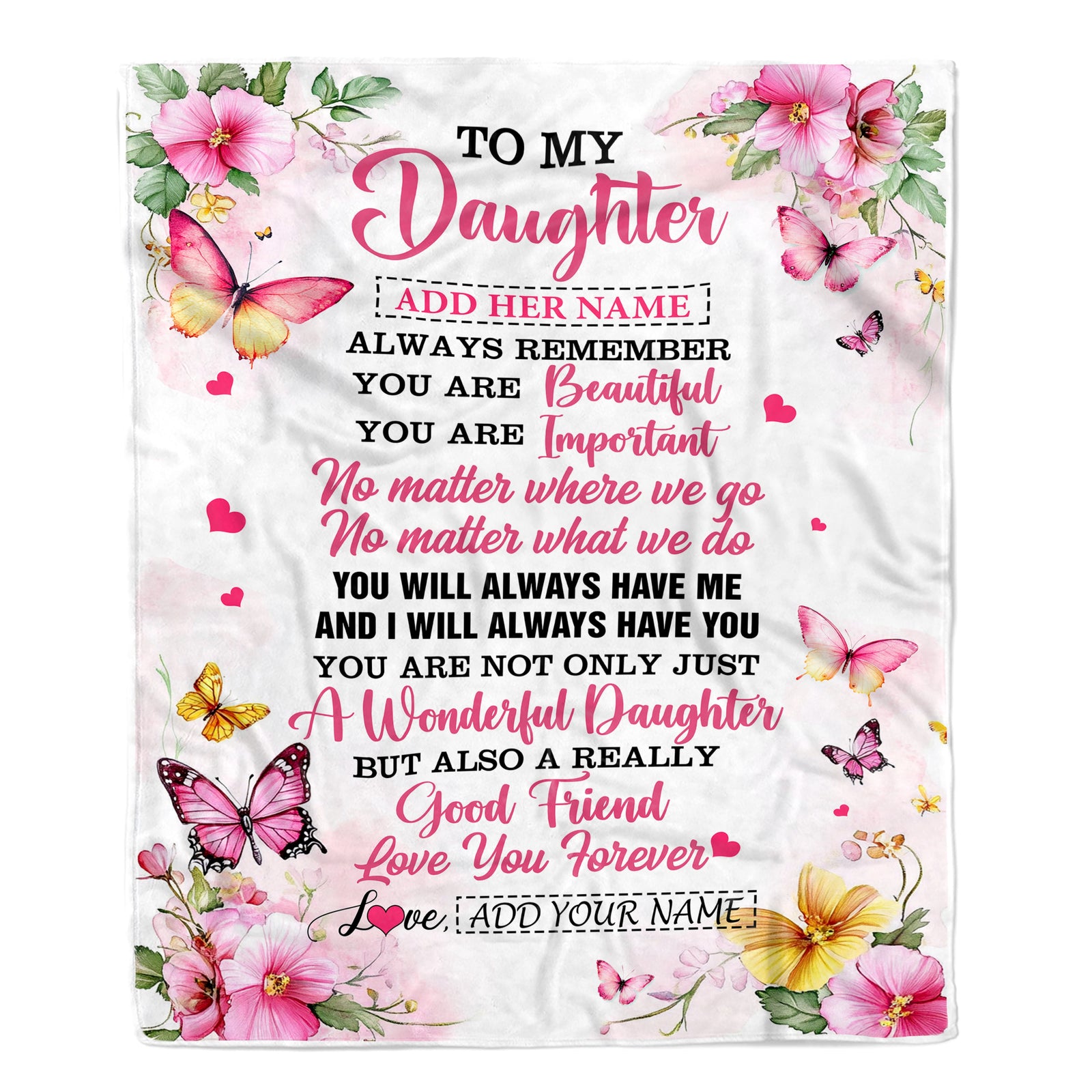 Personalized To My Daughter Gifts Blanket From Mom Dad Mother Father You Are Beautiful Birthday Gifts For Daughter Graduation Christmas Custom Fleece Blanket | teecentury