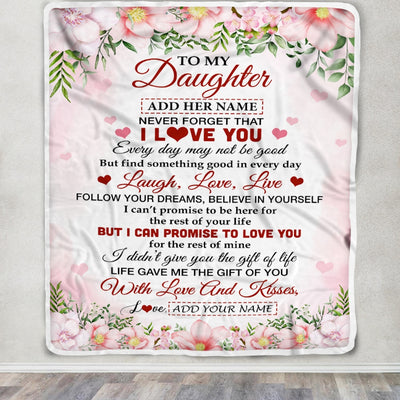 Personalized To My Daughter Gifts Blanket From Mom Dad Mother Floral I Love You Birthday Gifts For Daughter Graduation Christmas Customized Fleece Blanket | teecentury