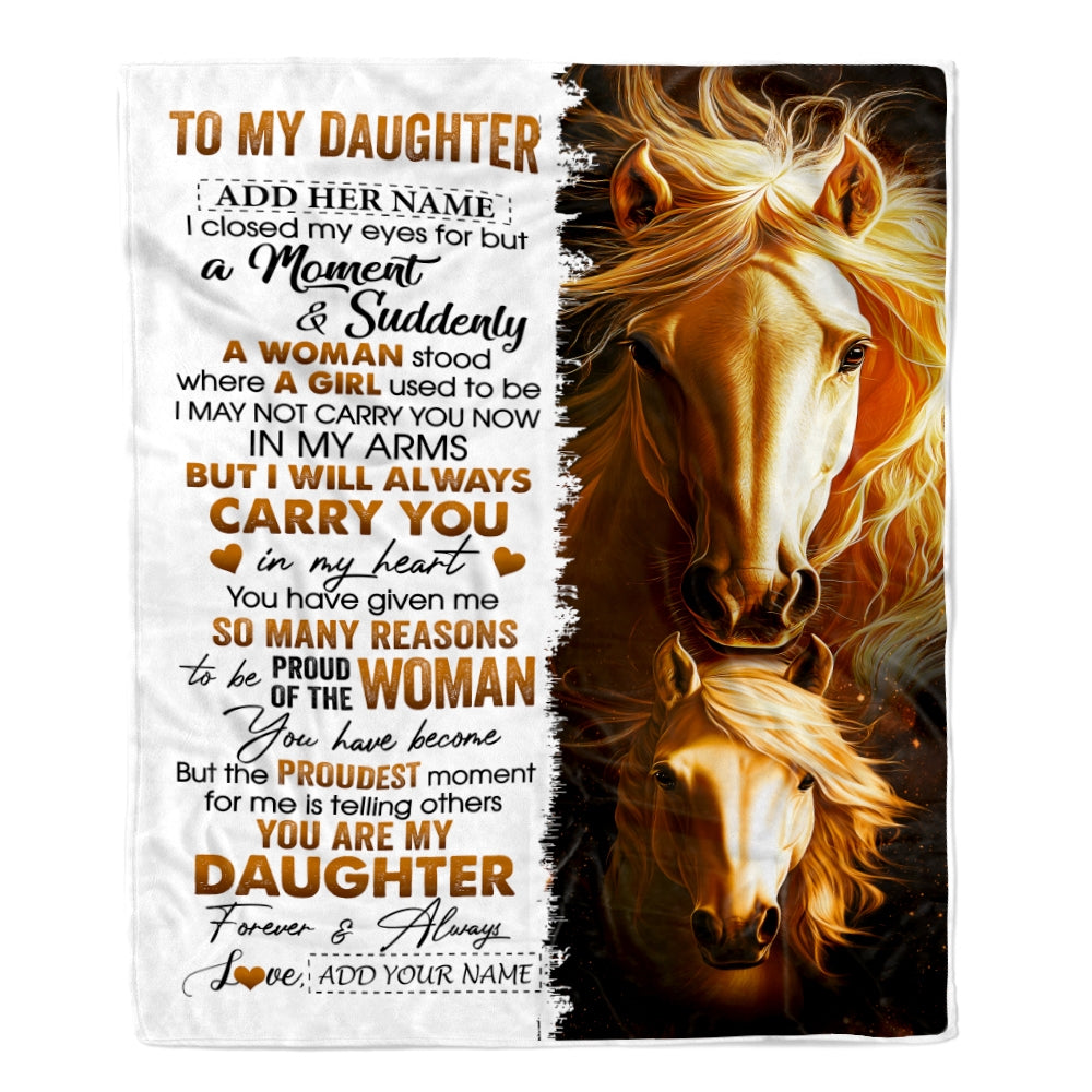 Personalized To My Daughter Gifts Blanket From Mom Dad Mother I Close My Eyes Horse Daughter Birthday Gifts Graduation Christmas Custom Fleece Throw Blanket | teecentury