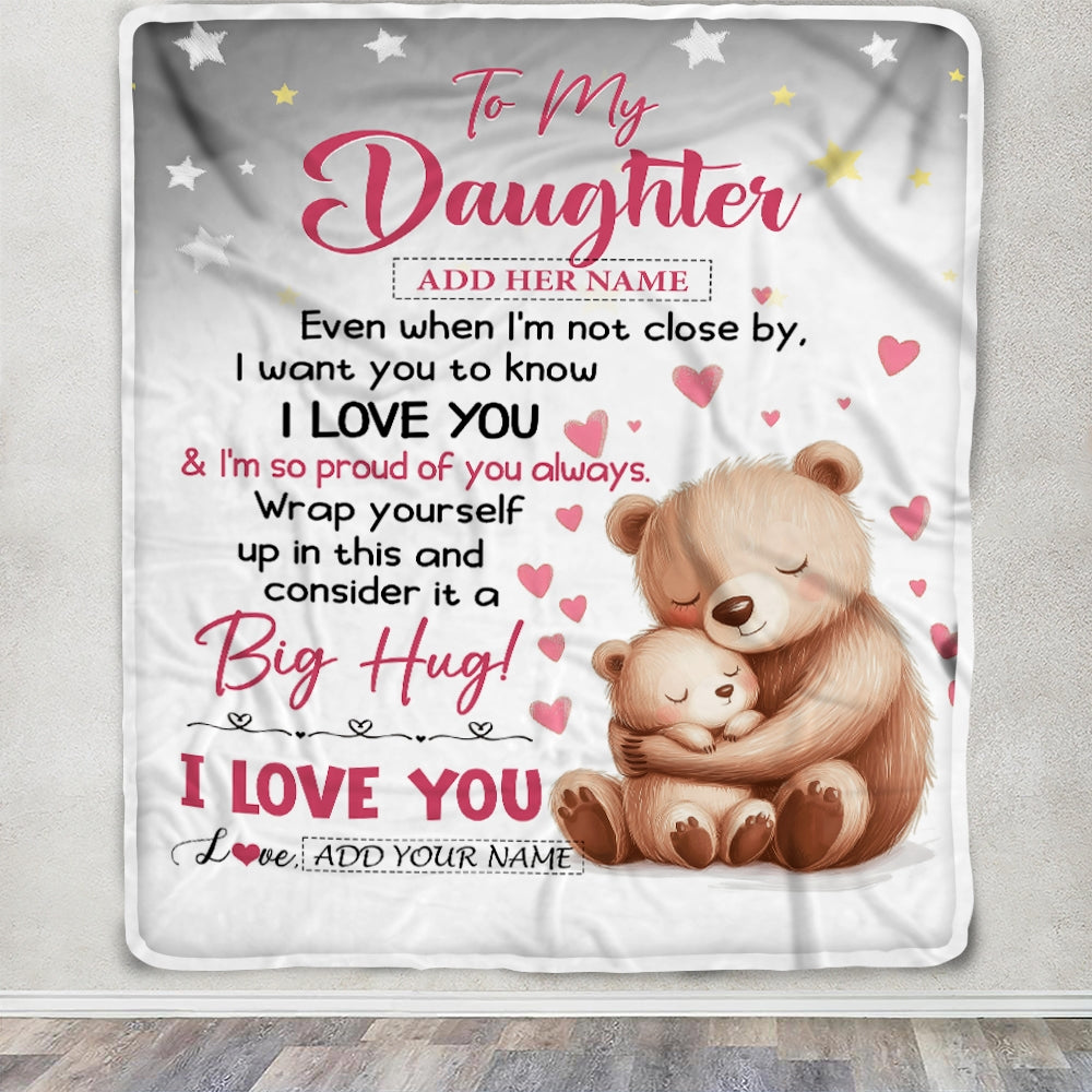 Personalized To My Daughter Gifts Blanket From Mom Dad Mother Proud Of You Bear Daughter Gift For Birthday Graduation Christmas Custom Fleece Throw Blanket | teecentury