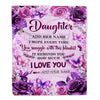 Personalized To My Daughter Gifts Blanket From Mom Dad Mother Purple Floral Birthday Gifts For Daughter Graduation Christmas Custom Fleece Blanket | teecentury