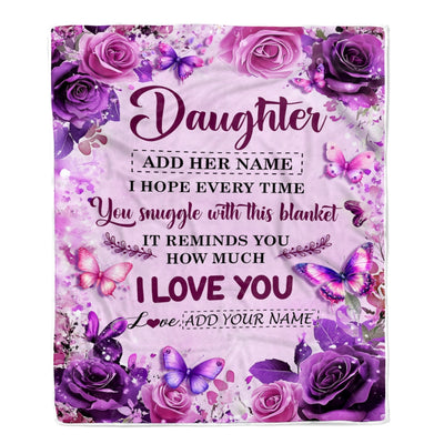 Personalized To My Daughter Gifts Blanket From Mom Dad Mother Purple Floral Birthday Gifts For Daughter Graduation Christmas Custom Fleece Blanket | teecentury