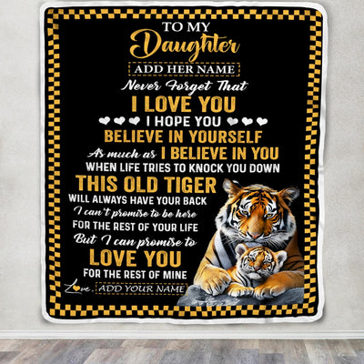 Personalized To My Daughter Gifts Blanket From Mom Dad Mother This Old Tiger Love You Daughter Birthday Gifts Graduation Christmas Customized Fleece Blanket | teecentury