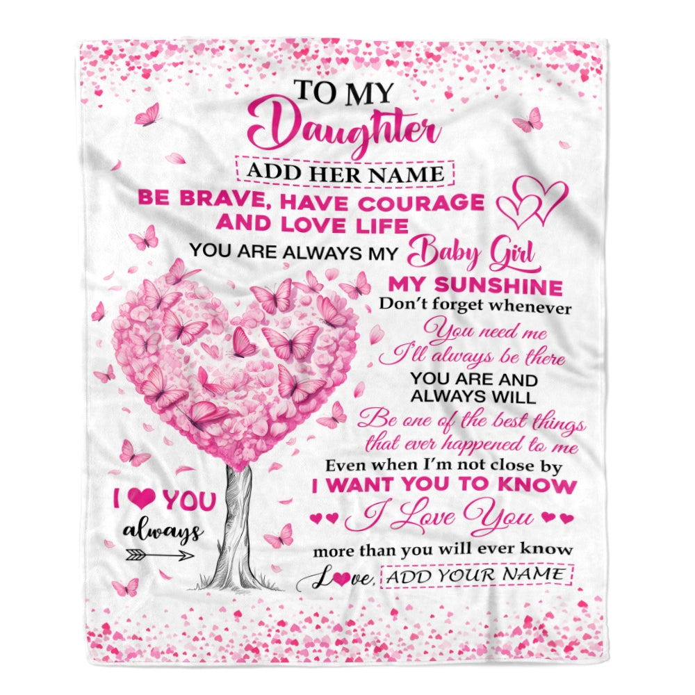 Personalized To My Daughter Gifts Blanket From Mom Dad Mother Tree I Love You Always Daughter Birthday Gifts Mothers Day Christmas Custom Fleece Throw Blanket | teecentury