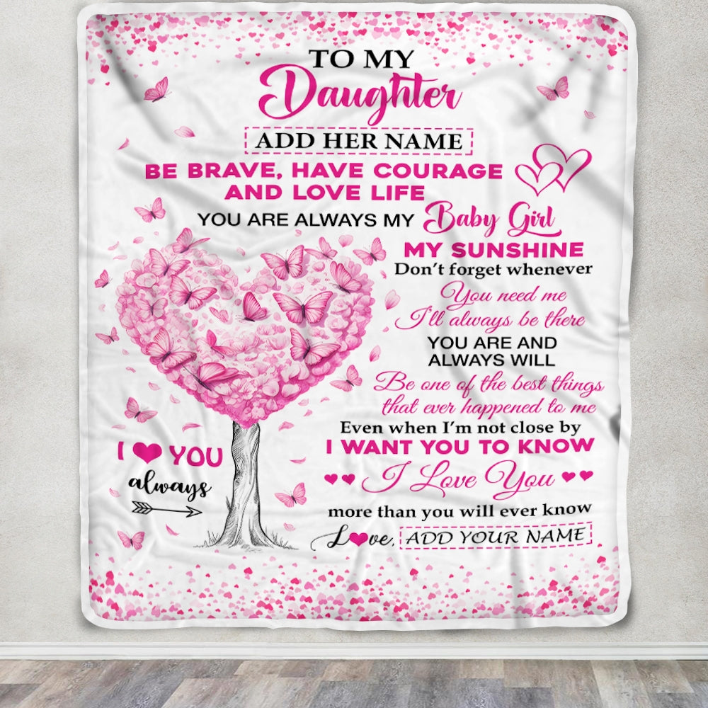 Personalized To My Daughter Gifts Blanket From Mom Dad Mother Tree I Love You Always Daughter Birthday Gifts Mothers Day Christmas Custom Fleece Throw Blanket | teecentury