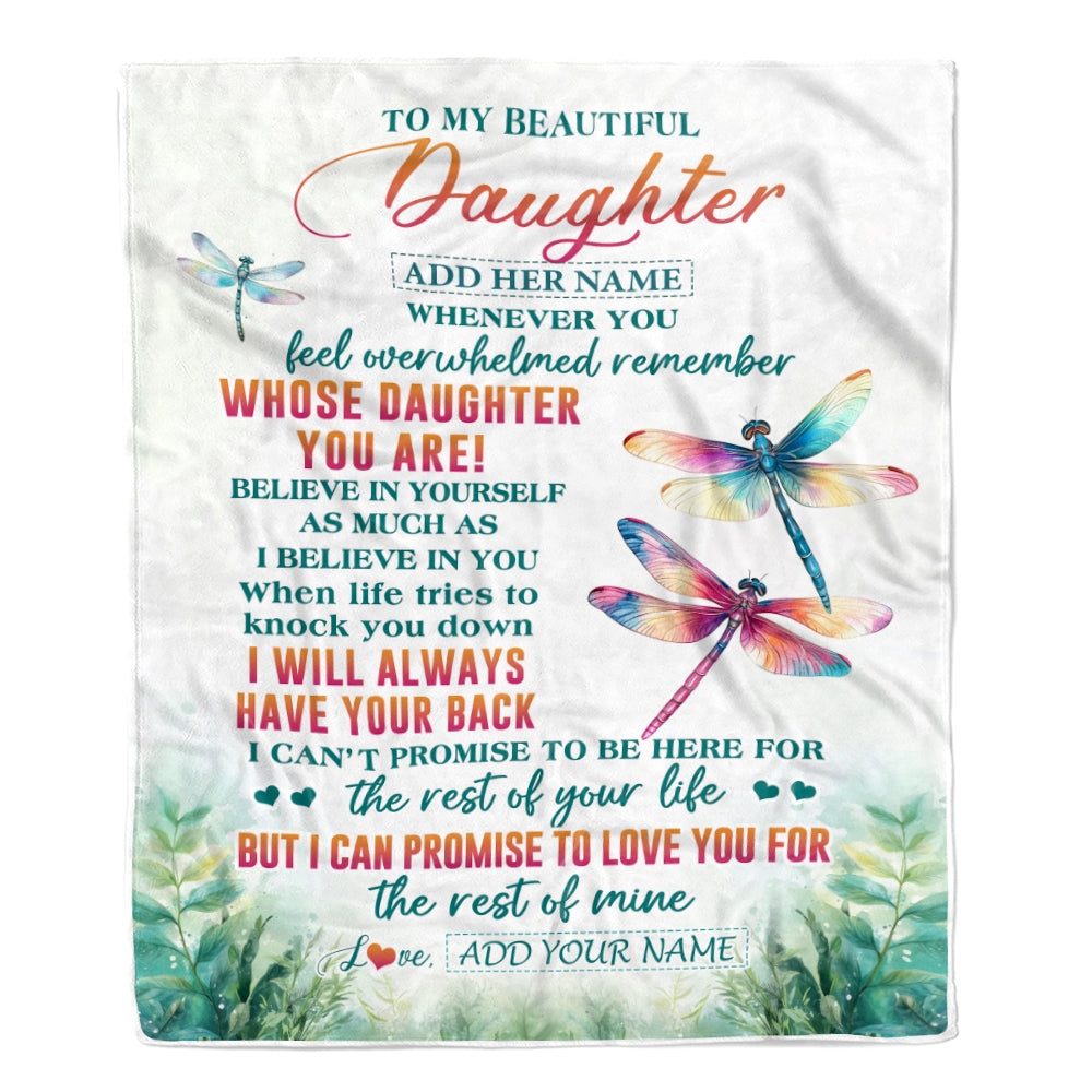 Personalized To My Daughter Gifts Blanket From Mom Dad Mother Whenever You Feel Dragonfly Daughter Birthday Gifts Christmas Customized Fleece Blanket | teecentury