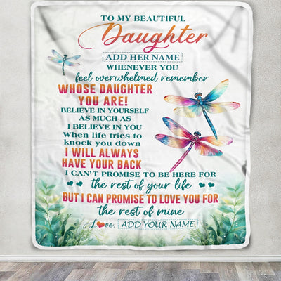Personalized To My Daughter Gifts Blanket From Mom Dad Mother Whenever You Feel Dragonfly Daughter Birthday Gifts Christmas Customized Fleece Blanket | teecentury