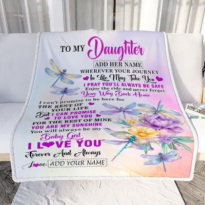 Personalized To My Daughter Gifts Blanket From Mom Dad Mother Wherever Your Journey In Life Dragonfly Daughter Birthday Gifts Warm Customized Fleece Blanket | teecentury