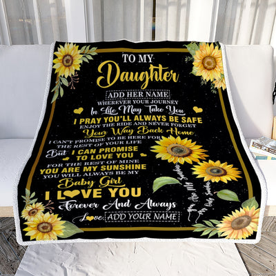 Personalized To My Daughter Gifts Blanket From Mom Dad Mother Wherever Your Journey In Life Sunflower Daughter Birthday Gifts Customized Fleece Throw Blanket | teecentury