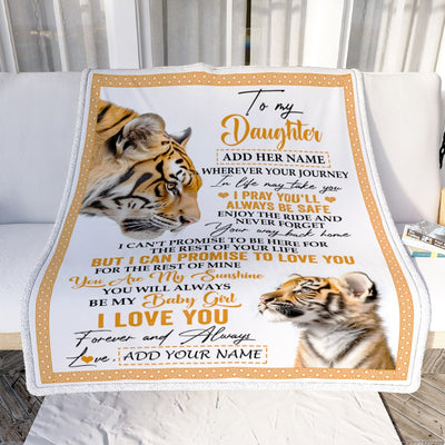 Personalized To My Daughter Gifts Blanket From Mom Dad Mother Wherever Your Journey In Life Tiger Daughter Birthday Gifts Warm Customized Fleece Throw Blanket | teecentury
