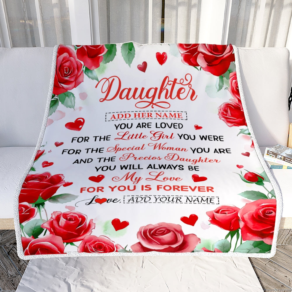 Personalized To My Daughter Gifts Blanket From Mom Dad Rose Flower Present For Adult Birthday Gifts For Daughter Christmas Graduation Custom Fleece Blanket | teecentury