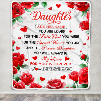 Personalized To My Daughter Gifts Blanket From Mom Dad Rose Flower Present For Adult Birthday Gifts For Daughter Christmas Graduation Custom Fleece Blanket | teecentury