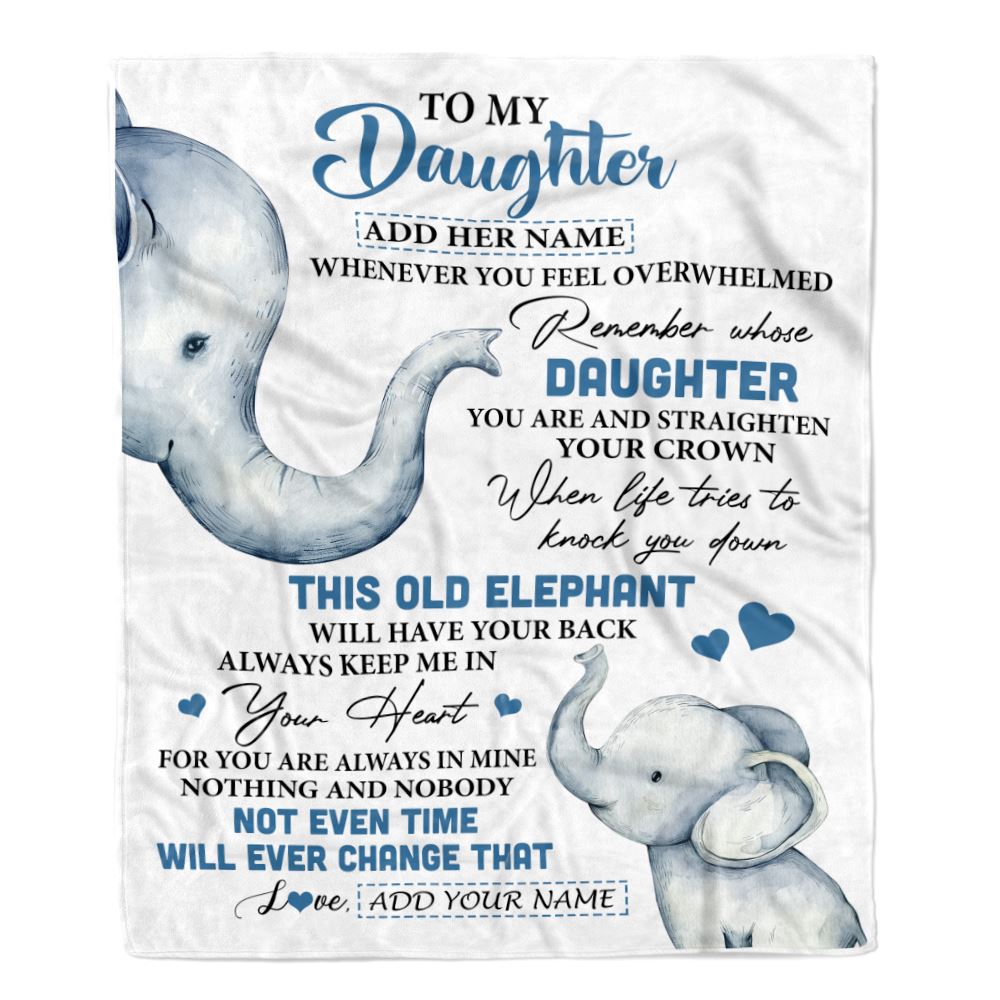 Personalized To My Daughter Gifts Blanket From Mom Dad Whenever Elephant Unique Birthday Gifts For Daughter Graduation Christmas Custom Fleece Blanket | teecentury