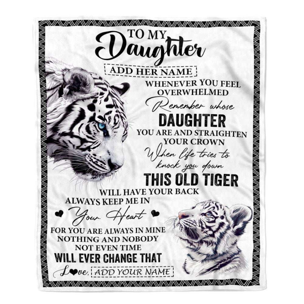 Personalized To My Daughter Gifts Blanket From Mom Dad Whenever White Tiger Unique Birthday Gifts For Daughter Graduation Christmas Custom Fleece Blanket | teecentury