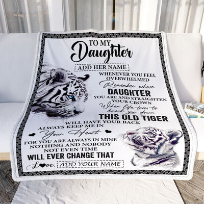 Personalized To My Daughter Gifts Blanket From Mom Dad Whenever White Tiger Unique Birthday Gifts For Daughter Graduation Christmas Custom Fleece Blanket | teecentury