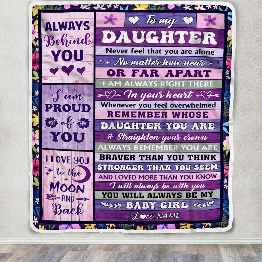 Personalized To My Daughter Gifts Blanket From Mom Dad Wood Never Feel Alone Daughter Gifts Birthday Graduation Christmas Customized Fleece Throw Blanket | teecentury